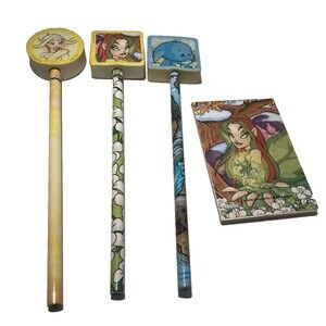 Vintage 2004 Neopets Pencils w/ Jumbo Erasers 20 Sheet Notepad***OPENED-UNUSED**